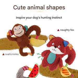 GiGwi es un juguete de peluche de zorro divertido para cachorros que emite sonidos y es lo suficientemente resistente como para que los muerdan. Elefante, Mono - Product Image 3