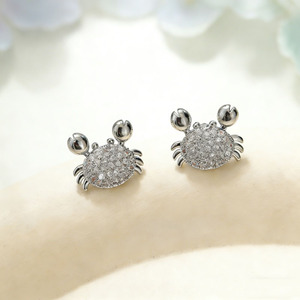 Dainty Cubic Zirconia Paved Cute Animal <strong>Jewelry</strong> 14K Delicate Gold Plated Earrings Minimalist <strong>Crab</strong> Studs with Sparkling CZ - Product Image 5