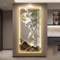 Peinture décorative moderne de luxe en porcelaine cristal pour décoration de la maison peinture avec éclairage LED à distance et cadre
