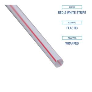 Pajitas de Plástico Jumbo Enrolladas Boardwalk de 7.75 Pulgadas con Rayas Rojas y Blancas, 400 Unidades por Paquete, 25 Paquetes por Caja, Accesorios para Bar, Bebidas y Refrescos - Product Image 4