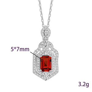 Collier pendentif double halo en pierre naturelle émeraude taille 5*7mm, style vintage, en argent sterling 925, pour femmes - Product Image 6