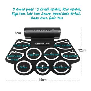 Batterie de percussions électroniques en silicone pliable MD760 avec chargement USB - Product Image 4