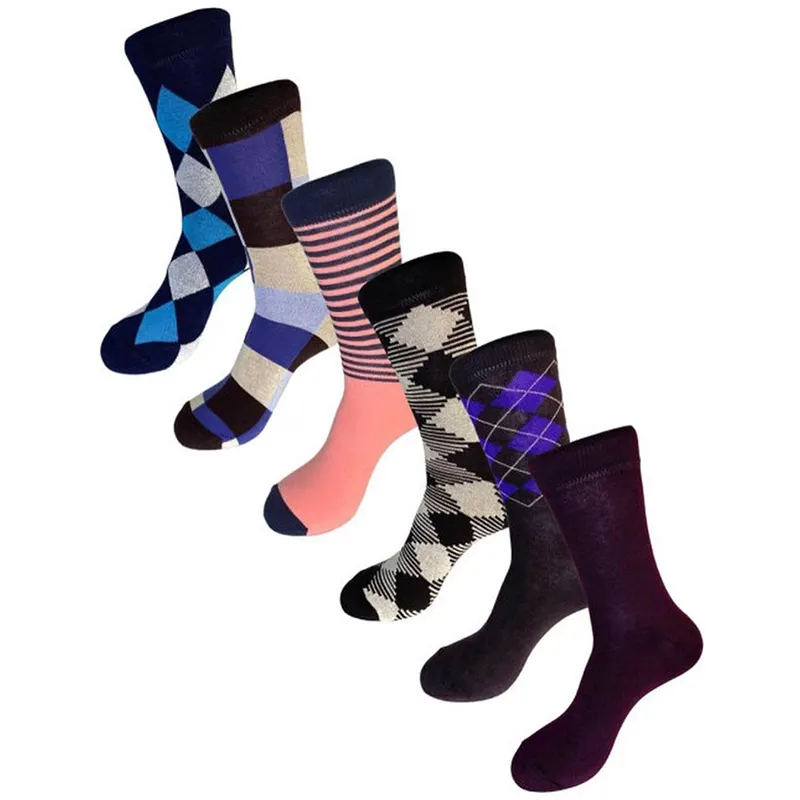 DiZNEW Otoño e Invierno nuevos calcetines de algodón con forma de diamante para hombre, calcetines de tubo de negocios con logotipo personalizado