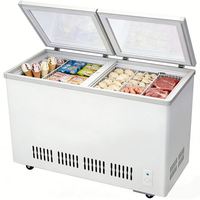 Congélateur coffre horizontal commercial à ouverture par le haut pour la présentation de poissons et de viandes, utilisé pour la congélation