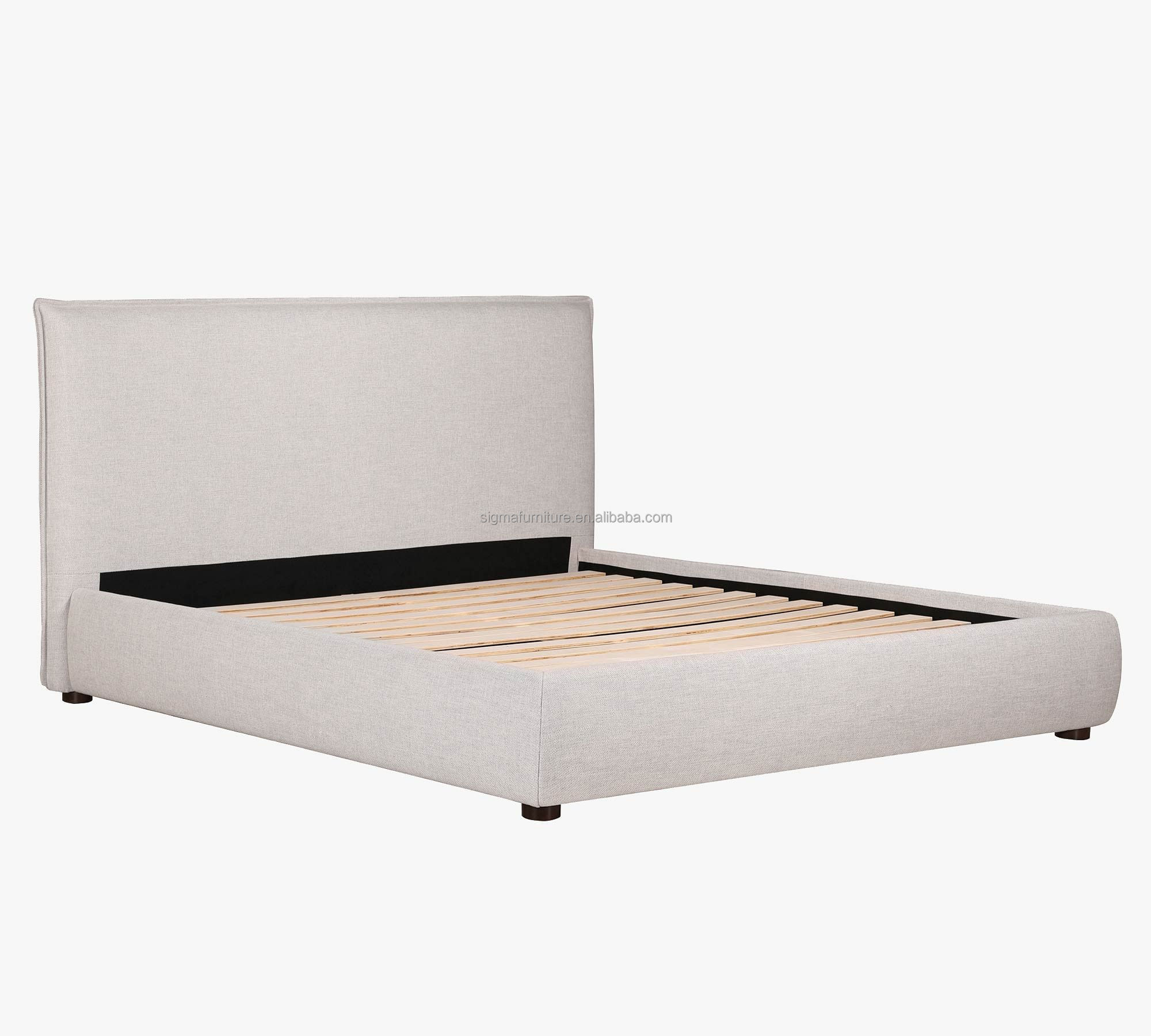 Modern high quality bakersfield upholstered platform bed with wide headboard