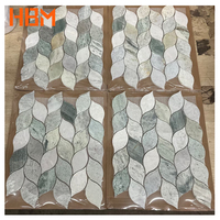 HBMHOME Carreaux de mosaïque en marbre modernes pour sol et mur, motif feuille de perle verte, parquet pour mur intérieur, crédence de cuisine, villa