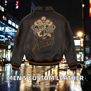 Chaqueta de Cuero para Hombre Furat Leathers, Estilo Bomber, Casual de Invierno, Cuello Alto, Cierre Frontal, Resistente al Viento, Transpirable, Servicio OEM - Product Image 2