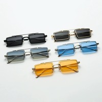 Lunettes de soleil rétro à double couche avec monture rectangulaire en métal, protection UV400 pour hommes et femmes