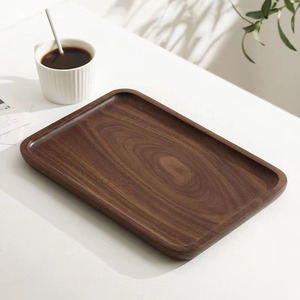 Rettangolo <span class=keywords><strong>legno</strong></span> di noce <span class=keywords><strong>nero</strong></span> <span class=keywords><strong>vassoio</strong></span> di servizio in <span class=keywords><strong>legno</strong></span> naturale solido Snack vassoi con bordo in <span class=keywords><strong>legno</strong></span> decorativo caffè piatto da tè - Product Image 6