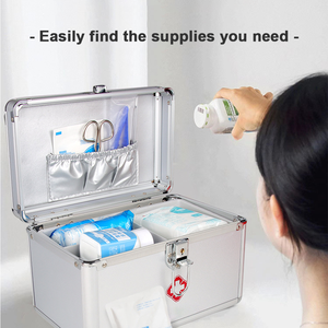 Risenmed 10 "Aleación de aluminio Caja de Medicina de primeros auxilios integral Caja de almacenamiento de medicina portátil de gran capacidad - Product Image 4