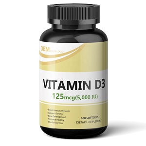 Cápsulas de Gel Suave de Vitamina D3 5000 UI K2, Veganas, Saludables, para la Función Muscular y el Apoyo Inmunológico, de Grado Alimenticio, Marca Privada OEM, a Granel - Product Image 1