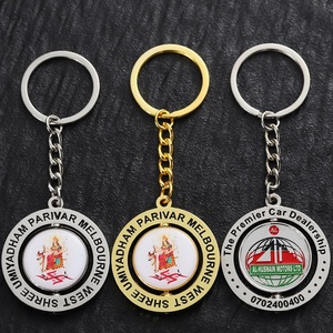 Porte-clés en métal émaillé plaqué or et argent avec rotation à 360 degrés Porte-clés rotatif en alliage de zinc en résine époxy Porte-clés personnalisé - Product Image 1