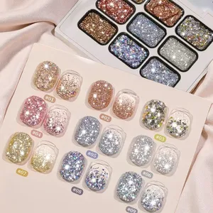Gel à ongles diamanté neuf couleurs, idéal pour le nail art DIY, les salons et la création de designs d'ongles - Product Image 2