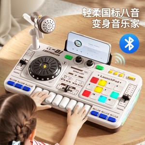 Table de mixage DJ éducative pour enfants avec instruments de musique, clavier de piano, platine DJ et jeux musicaux interactifs - Product Image 3