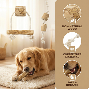 Jouets à mâcher pour chiens en corde de coton et bois de café écologiques - Jouet d'entraînement interactif durable pour chiens, utilisation quotidienne, haute qualité, personnalisable - Product Image 2