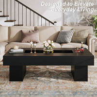 Table basse en bois de grande taille avec rangement, prix de gros d'usine, table basse de salon personnalisée avec éclairage LED