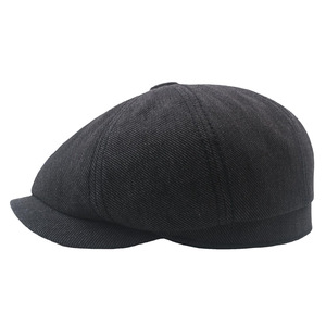 도매 패션 단색 대형 8 패널 <span class=keywords><strong>NewsBoy</strong></span> 모자 베이커 소년 트릴 면 베레모 모자 남성용 봄 여름 야외 - Product Image 3