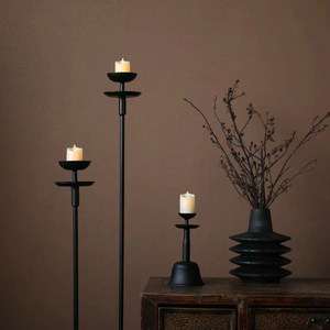 Porte-bougie rustique vintage en fonte, fait main, noir, en <span class=keywords><strong>fer</strong></span> forgé, pour décoration de ferme, idéal pour mariage - Product Image 5