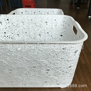 Plastic <b>Storage</b> <b>Basket</b> Rectangle With Handles <b>Large</b> Capacity For Home Organizing - Product Image 1
