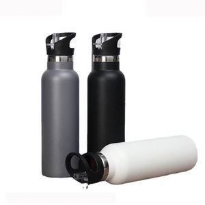 Bouteille d'eau isotherme pliable en aluminium réutilisable pour le sport, 21 oz, avec paille, anti-corrosion, unisexe, pour boissons chaudes et froides - Product Image 1