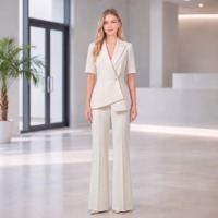 Pantalon de costume beige pour femme, ensemble de costume deux pièces pour femme, ensemble de costume de bureau personnalisé pour femme, tenue de bureau pour femme