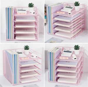 Organisateurs de <span class=keywords><strong>bureau</strong></span> et accessoires Organisateur de bac à lettres en papier à 5 niveaux avec porte-fichiers Organisateur de <span class=keywords><strong>bureau</strong></span> pour fournitures de <span class=keywords><strong>bureau</strong></span> <span class=keywords><strong>rose</strong></span> - Product Image 3