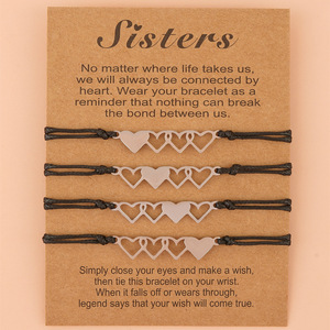 Lot de 4 bracelets en acier inoxydable tressés à <span class=keywords><strong>la</strong></span> main avec carte cœur pour sœurs, meilleures amies, confidencielles pour toujours, cadeau d'anniversaire - Product Image 6