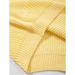 Pull côtelé à demi-zip jaune citron pour femmes - Product Image 3