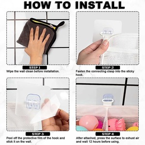Bolsa Colgante para Almacenamiento de Juguetes de Baño, Organizador de Pared con 4 Compartimentos, Cesta de Malla para Ducha, Soporte para Juguetes de Baño para Niños, Resistente al Agua y a la Humedad - Product Image 6