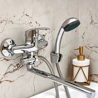 Robinet de baignoire et de douche à trois poignées NES-CAAB12, disponible en OEM et ODM, avec bec extensible rotatif