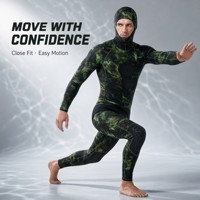 Combinaisons de plongée en néoprène à cellules ouvertes de 7 mm avec capuche, motif camouflage imprimé sur le devant pour hommes