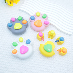 Creative Cat Claw Animal Shape Cute Highlighter Oblique Brush Tip Plastic Shell 5 Colors Customizable Promotional Use Writing - Product Image 3