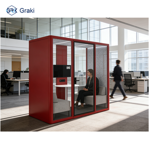 Graki SL Modell Moderne Aluminium-Legierung Modulare Besprechungskabine Sofa-Bett Stauraum 2-Personen-Konferenzraum Lärmreduzierung Exzellent - Product Image 3