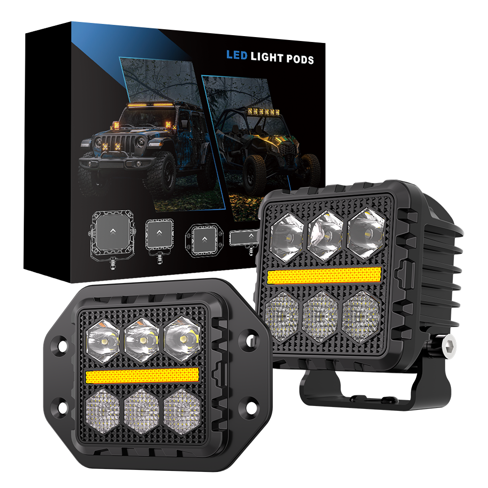 DXZ BF3-A6 3-Inch Square LED Driving/Work/Fog Light New 3-Year Warranty for Engineering Vehicles Off-Road Trucks