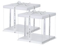 Boîte à gâteaux en plastique Transparent, 2 pièces, supports d'emballage de boulangerie avec Base de couvercle pré-plié, boîte à gâteaux de mariage