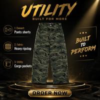 Shorts cargo camouflage pour homme, coupe ample, multi-poches, style utilitaire, streetwear vintage, marque personnalisée