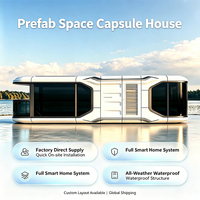 Maison capsule spatiale avec fenêtre panoramique, maison modulaire préfabriquée pour une vue à 360°, idéale pour le glamping et les cabanes de villégiature