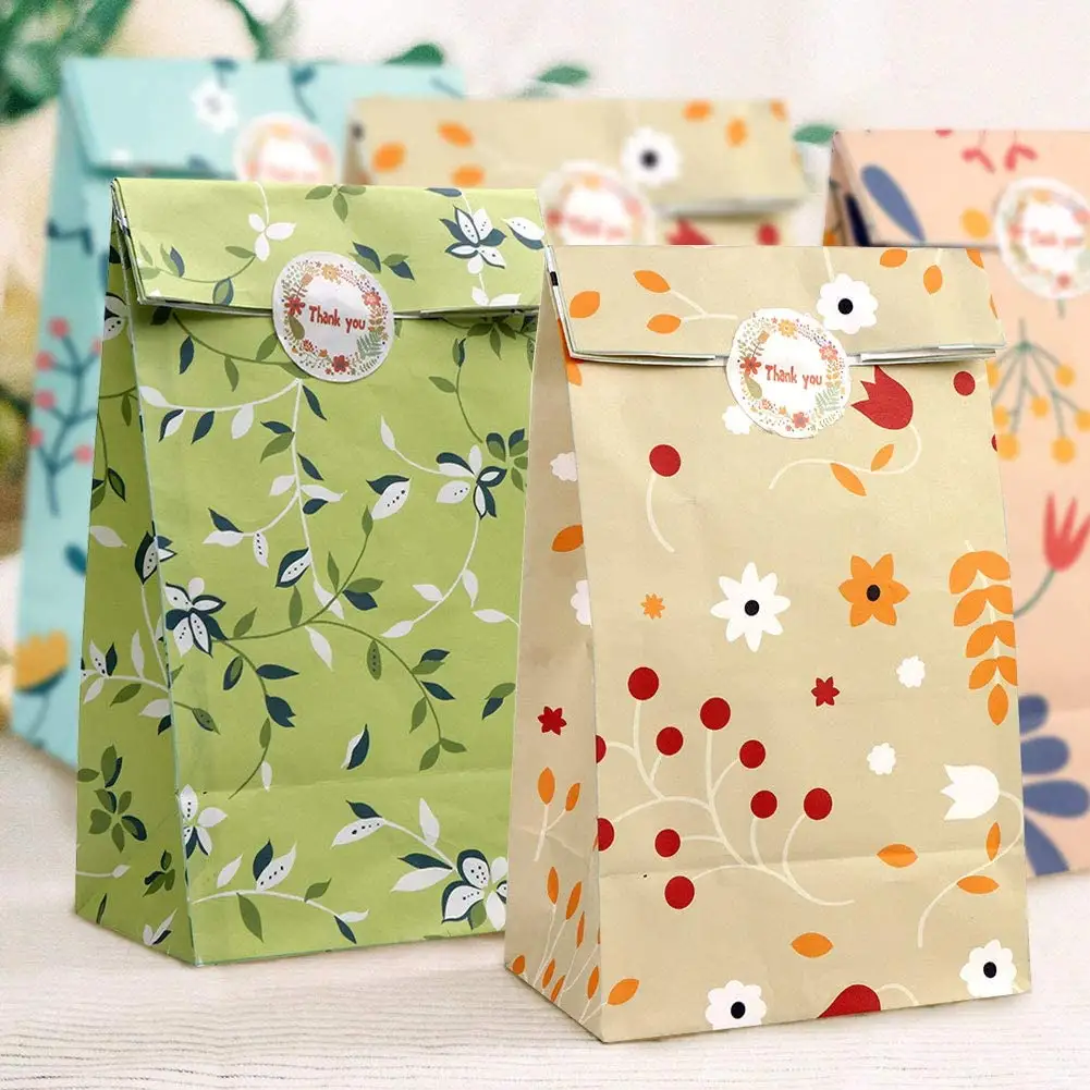 Цветочные сувенирные пакеты для вечеринок, бумажные подарочные пакеты с цветами, пакеты для конфет и подарков на день рождения, свадьбу, садовые чайные пакеты