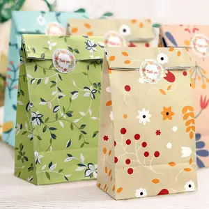 Floral Party Favor Bags, Flowers Paper Gift Bags Candy Goodie Treat Bags for Birthday Party Wedding Garden Tea Party Supplies