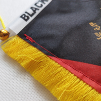 Mini fanion de drapeau noir du patrimoine américain imprimé en satin pour les décorations de voiture de fête et les fournitures d'événements de festival