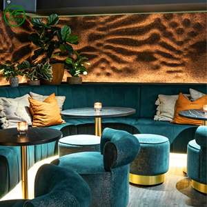 Vente en gros d'usine : Banquette de restaurant de luxe en velours et cuir, avec structure métallique courbée en forme de S, pour bar et restaurant - Product Image 4