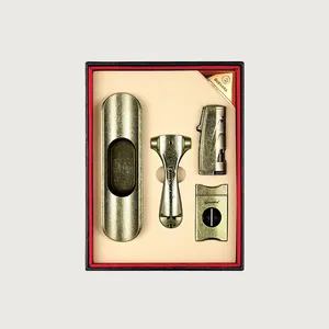 Luxo Alta Qualidade Cigar Acessórios gift Set Cortador Isqueiro Cinzeiro E Cigar Box Opener Cigar Kit Set