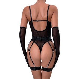 Conjunto de lencería sexy de encaje para mujer, talla XL, <span class=keywords><strong>precio</strong></span> al por mayor, sujetador push-up fino de poliéster sin costuras con control medio y diseño hueco - Product Image 5