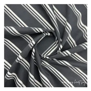 Fashion Tshirt Fabric Navy Stripe Design CVC 38 Polyester Dyed Material Custom For Men Shirt Dresses