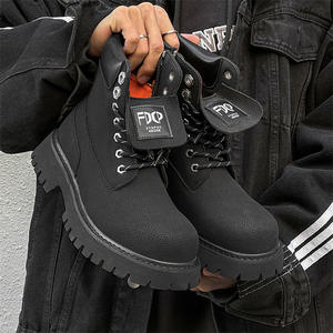 Unisex Winter Genuine Leather <b>Waterproof</b> Cloth <b>Thermal</b> <b>Boots</b> Ankle Bootie Thick Sole Comfortable Plush Lining Rubber Outsole - Product Image 3