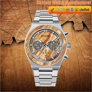 Fabricant de montres en bois écologiques à marque privée, OEM, montre-bracelet en bois gravée sur mesure, montre à quartz en acier inoxydable pour homme - Product Image 1