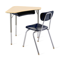 Ensemble chaise et bureau hexagonal moderne en bois à bords arrondis, sécurisé pour les enfants, idéal pour les activités de groupe en maternelle et les appartements