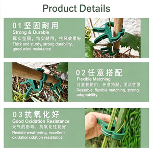 Clips de support pour plantes en plastique vert, clips réglables pour vignes, pinces pour cages à tomates, pour piquets en bambou, treillis de jardinage - Product Image 3