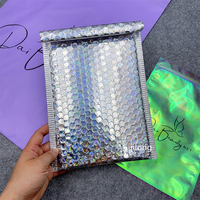 Amplop Gelembung Holografik Laser Pelangi Perak, Tahan Air, Dapat Disesuaikan, untuk Masker Wajah, Maskara, Kosmetik, Parfum, Blush