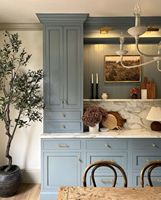 Ensemble de meubles de cuisine modernes 2 pièces, armoire de rangement modulaire avec îlot, finition mélaminée brillante, prêt à assembler